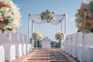 Wedding aisle with flowers